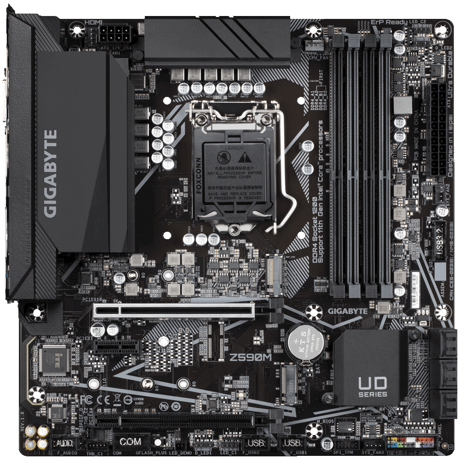 Gigabyte Soc 1200 Z590m Intel Z590 4xddr4 5333 O C 2xpci Ex16 1xpci Ex1 6xsata3 Raid 0 1 5 10 2xm 2 8ch Audio Glan Dvi D Hdmi Dp 0 4 Xusb2 0 4 2 Xusb3 2 1xusb3 2 Gen 2 Type A 1xusb3 2 Type C 1xps 2 Matx Rtl Mips By