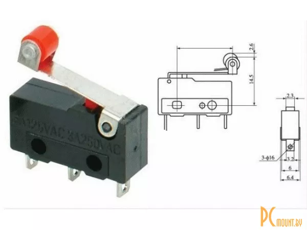 Микропереключатель KW12-3 с колесиком